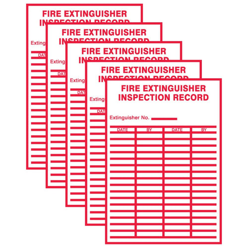 Accuform LFXG529VSP "FIRE Extinguisher Inspection Record" Signs Safety Label, 5" x 3.5", Adhesive Vinyl (Pack of 5)