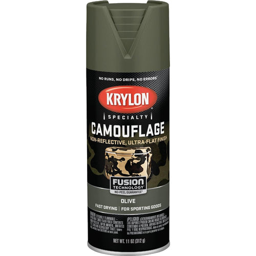 Krylon K04293777 Camouflage Paint, Ultra Flat, Olive, 11 oz.