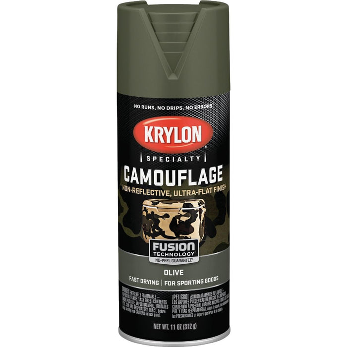 Krylon K04293777 Camouflage Paint, Ultra Flat, Olive, 11 oz.