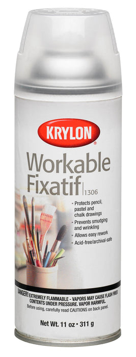 Krylon K01306 Workable Fixatif Spray Clear, 11-Ounce Aerosol, Matte