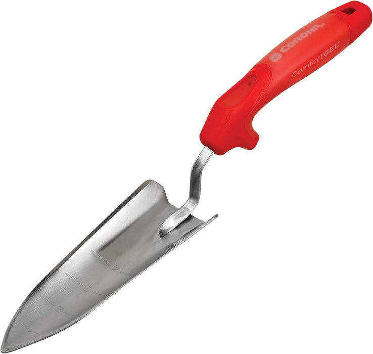 Corona CT3314 Premium Stainless Steel ComfortGEL Garden Trowel, 13.5" Overall Length, Handle Length 7", Red