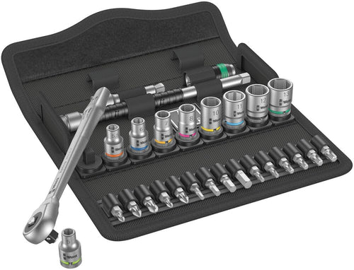 Wera Tools (05004017001) 8100 SA 7 Zyklop Metal Ratchet Set with 1/4" Square Drive, 28 Piece, Metric