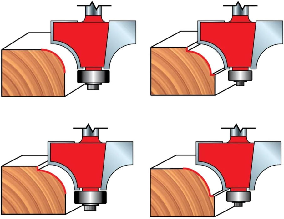 Freud 5 Piece Round Over/Beading Bit Set - Ideal for Rounding & Beading Edges on Furniture - 1/4" Shank & 3/8" Bearing - 89-102