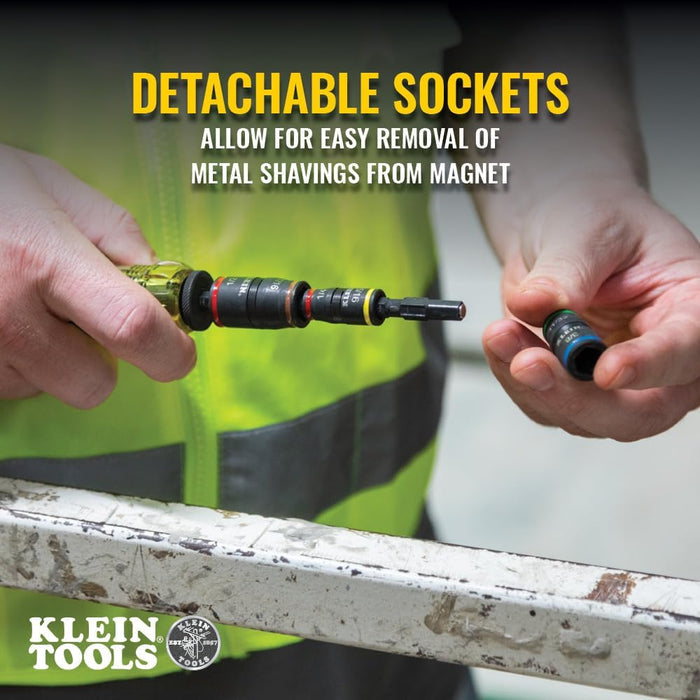 Klein Tools 32308F 10-in-1 Impact-Rated Stubby Driver Set with Flip Socket