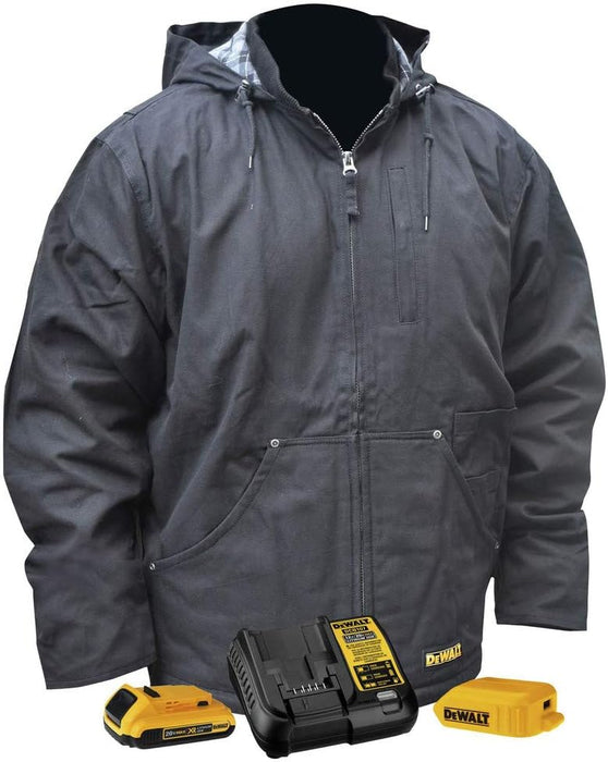 DEWALT Unisex Adult with 2.0ah Battery and Charger DEWALT Heated Heavy Duty Work Coat, Black, Size 2X - DCHJ076ABD1