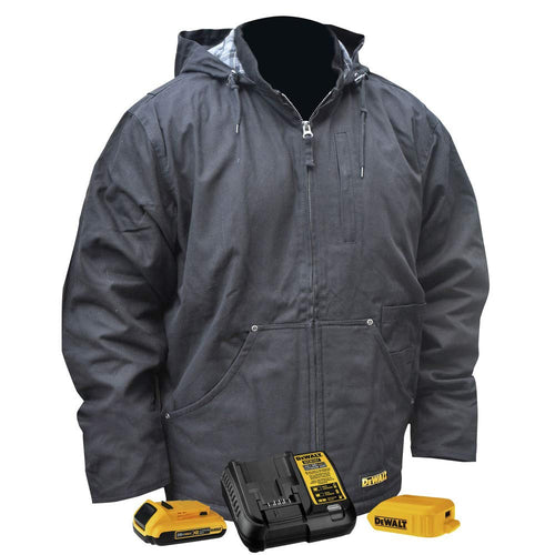 DEWALT Unisex Adult with 2.0ah Battery and Charger DEWALT Heated Heavy Duty Work Coat, Black, Size 2X - DCHJ076ABD1