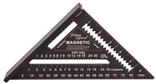 Johnson 1959-0700 Magnetic Johnny Square Professional Easy-Read Aluminum Rafter Square, 7", Black