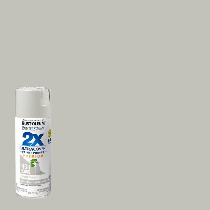 Rust-Oleum 355060 Painter's Touch 2X Ultra Cover Spray Paint, 12 oz, High Gloss Thunder Cloud (Pack of 1)
