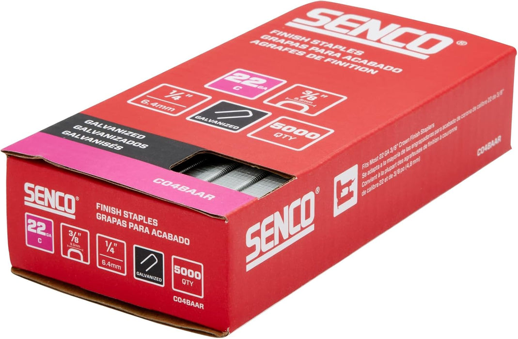 Senco C04BAAR 1/4" 22 Gauge 3/8" Crown Finish Staples, Galvanized Finish (Pack of 5000)