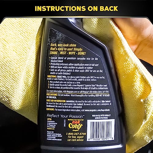 Meguiar's G7716 Gold Class Carnauba Quik Wax, Special Blend for Richness and Shine, Clear Coat Safe Meguiar's Quik Wax, Spray that Leaves Lasting Results without Residue, 16 Oz Containe