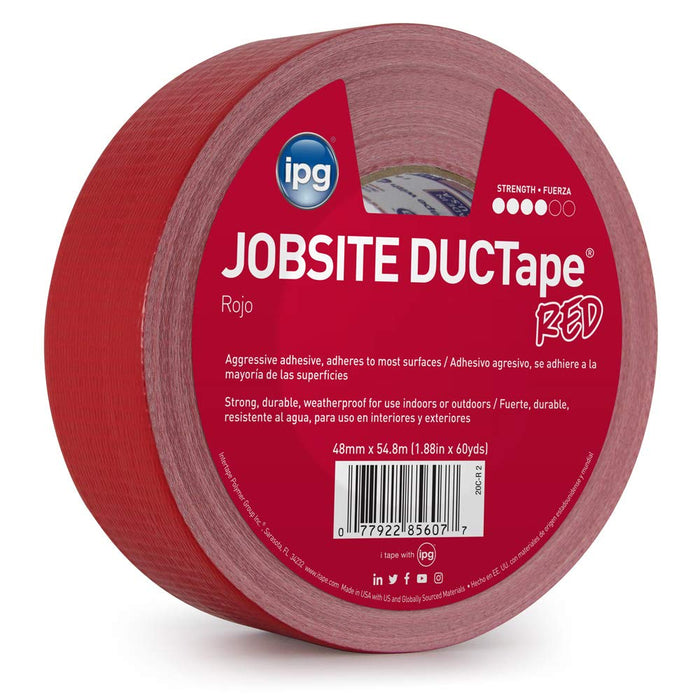 IPG (20C-R-2) JobSite DUCTape, Colored Duct Tape, 1.88" x 60 yd, Red (Single Roll)