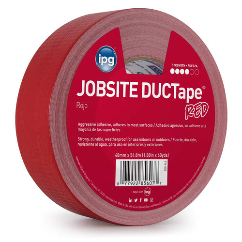 IPG (20C-R-2) JobSite DUCTape, Colored Duct Tape, 1.88" x 60 yd, Red (Single Roll)