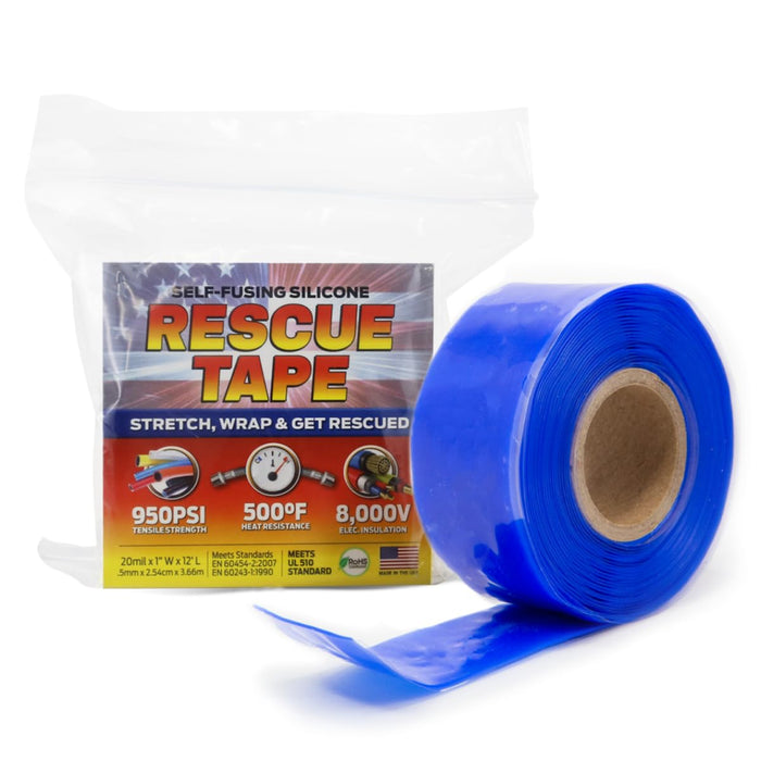 Bond It Rescue Tape, Self-Fusing Silicone for Emergency Plumbing, Pipe & Hose Repair, Electrical Insulation, Waterproof, 950PSI, Made in USA, 1" x 12', Blue