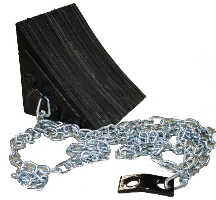Durable Corporation WC88-8W10 Black Laminated Wheel Chock with 10' Attached Chain and Mounting , 8" Length x 8" Width x 8" Height
