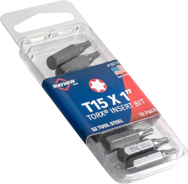 Mayhew Tools 18214-10 USA Torx Insert Bit, T15 x 1" (Pack of 10)