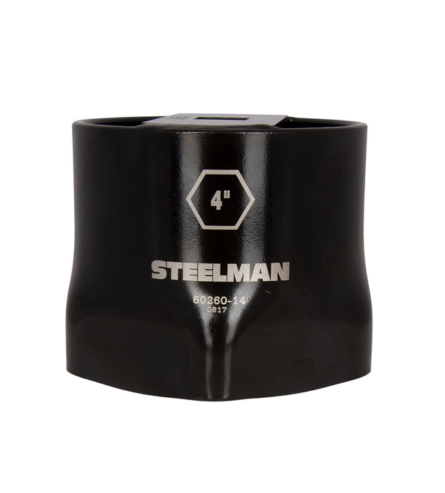 Steelman 60260-14 4-Inch 6-Point Automotive Wheel Locknut Socket, 3/4-Inch Drive, Durable Steel, Corrosion-Resistant Black Powder Coating, Laser Etched Callouts