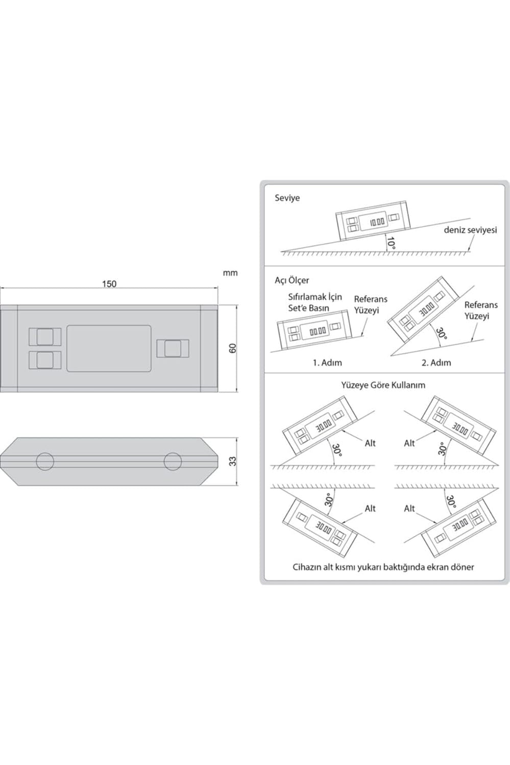INSIZE 2179-360 Electronic Level and Protractor, 0 Degree - 360 Degree ...