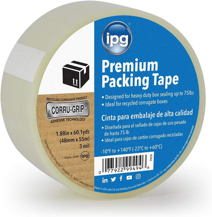 IPG Premium Packing Tape, 1.88" x 60 yd, Clear (Single Roll)