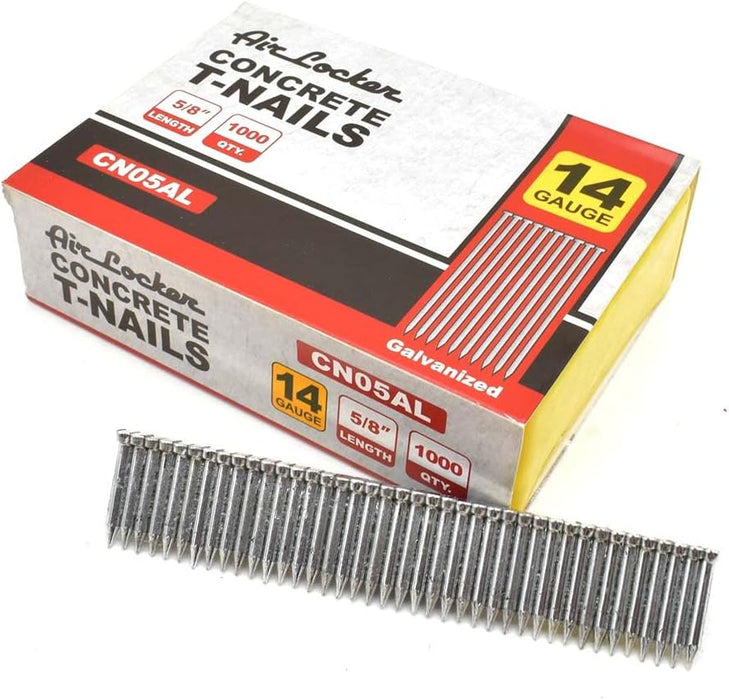Air Locker CN05AL 14 Gauge Concrete T-Nails for Concrete Nailers 5/8 Inch Smooth Shank (1000 per Pack)