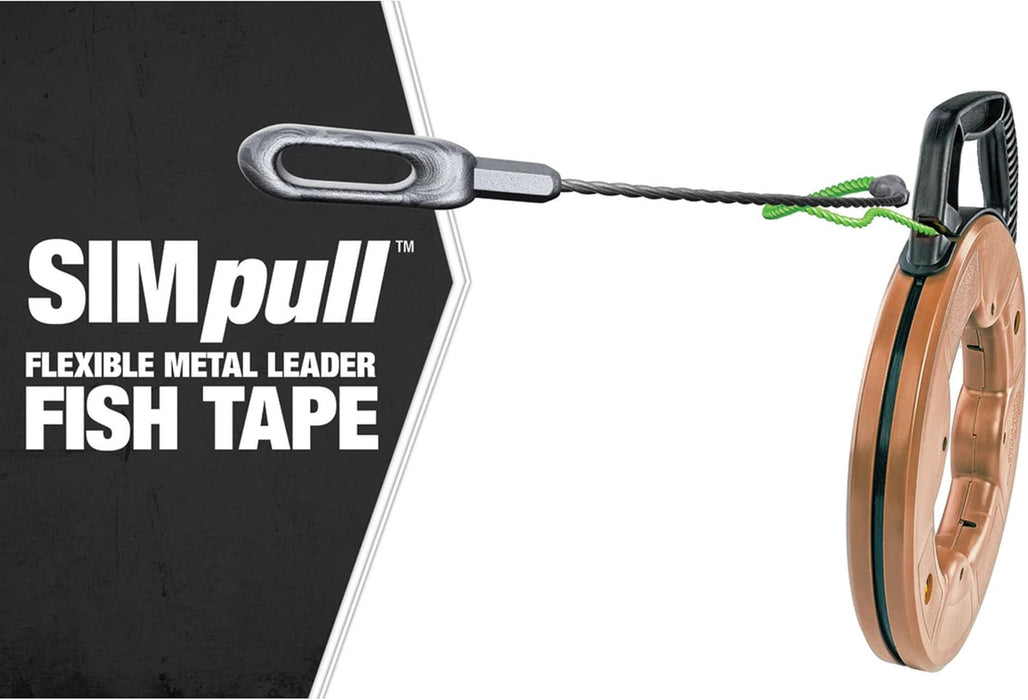 Southwire - 59896940 Tools & Equipment FTSP45-125FML SIMPULL Fish Tape 4.5mm 125-Feet Flexible Metal Leader; Large Case Swiveling Flexible Metal Leader 125 Feet