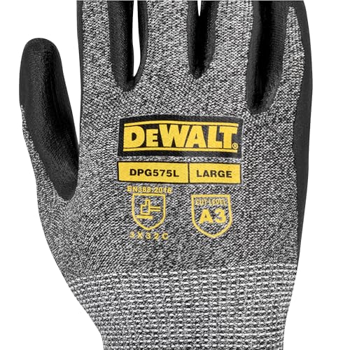 DEWALT DPG575 Foam Nitrile A3 Cut Resistant Glove for Outdoor Work, Construction and General Purpose - Size M