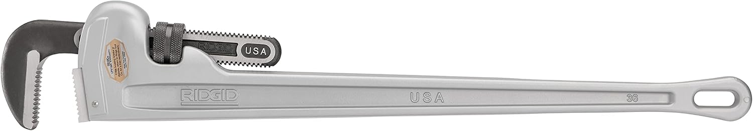 RIDGID (31110) Model 836 Aluminum Straight 36" Plumbing Pipe Wrench, Silver, Made In The USA