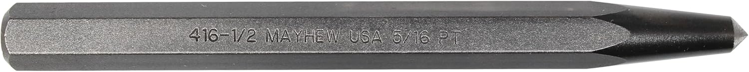 Mayhew Tools 41702 Center Punch, 1/2" x 5/16" Point - Carded, Shot Blast Finish