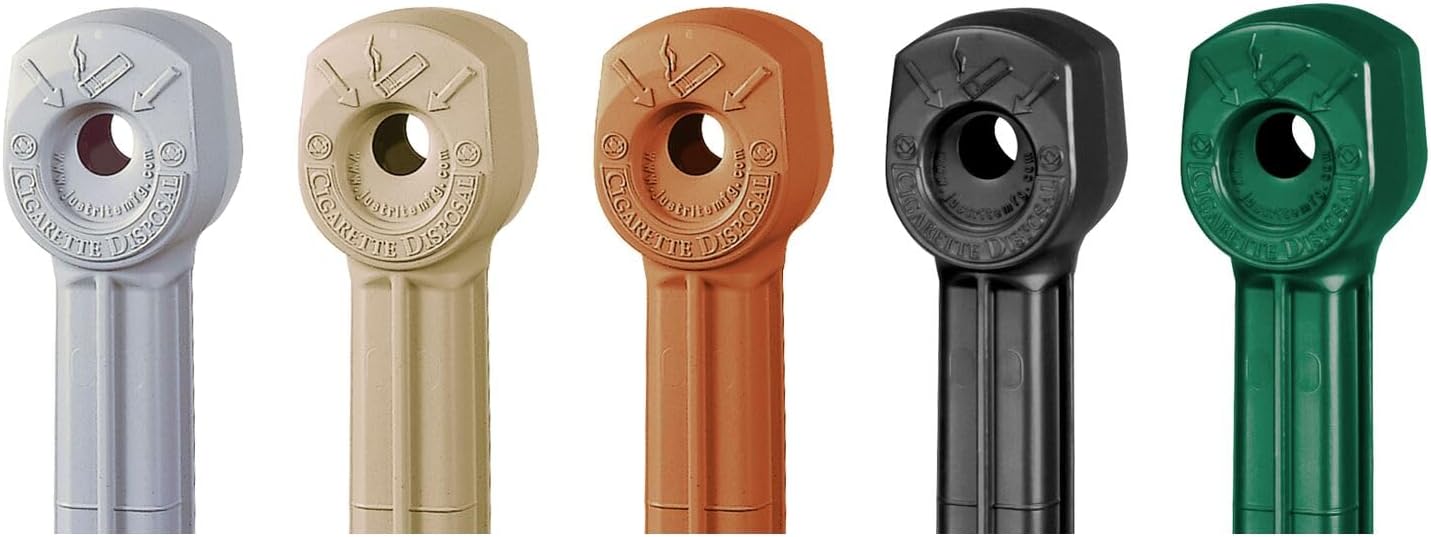 Justrite (26806B) Personal Smoker’s Cease-Fire Outdoor Ashtray, Polyethylene Standing Ashtray with Steel Bucket, 1 Gallon, Adobe Beige