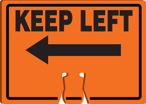 AccuformNMC FBC776 "Keep Left (Arrow)" Traffic Cone Top, Combine With Orange Cones to Create a Warning Sign, 10" x 14" Plastic Cone Sign, Made in the USA