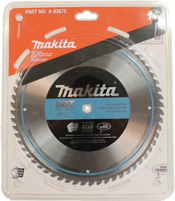 Makita A-93675 10-Inch 60 Tooth Micro Polished Mitersaw Blade, Silver