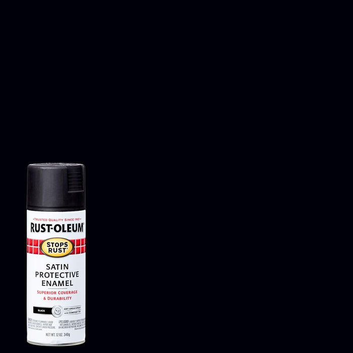 Rust-Oleum 7777830 Stops Rust Spray Paint, 12 Oz, Satin Black (Pack of 6)