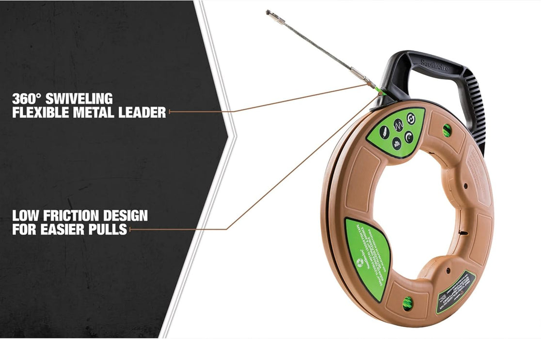 Southwire - 59896940 Tools & Equipment FTSP45-125FML SIMPULL Fish Tape 4.5mm 125-Feet Flexible Metal Leader; Large Case Swiveling Flexible Metal Leader 125 Feet