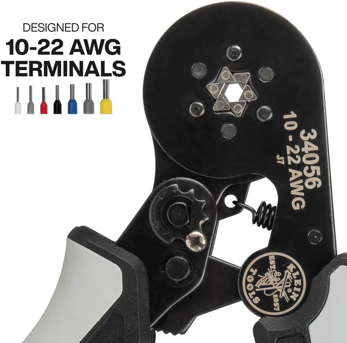 Klein Tools 34056 Ratcheting Ferrule Hex Crimper, 10 to 22 AWG Wire