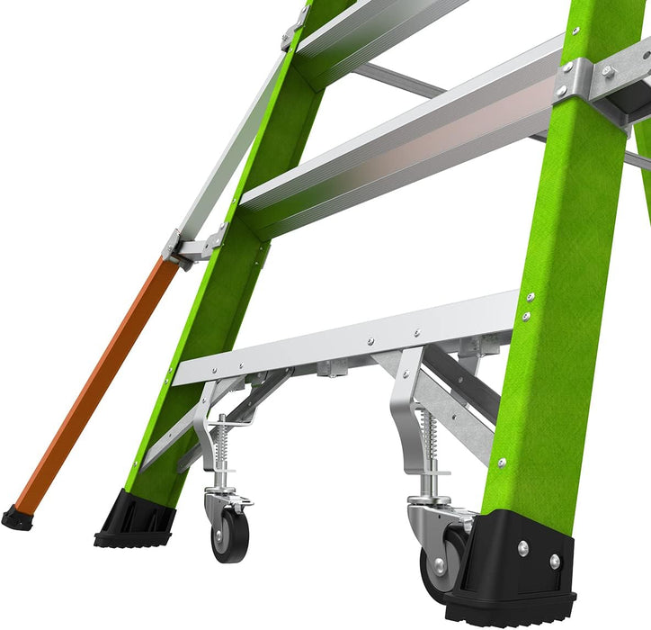 Little Giant Ladder Systems Safety Cage 2.0, M6, 6ft Enclosed Platform, Platform Ladder with Adjustable Outriggers, Fiberglass, Type 1AA, 375 lbs Weight Rating, (19706-146)