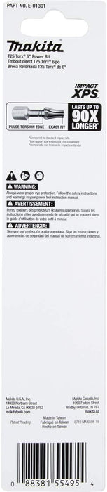 Makita E-01301 Impact XPS T25 Torx 6" Power Bit