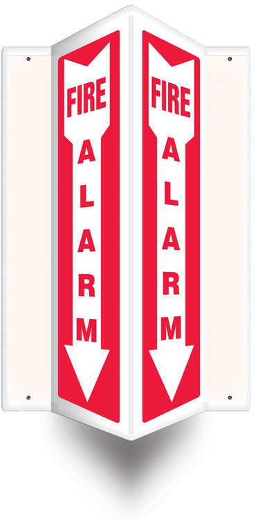 Accuform PSP328 Projection Sign 3D, "FIRE Alarm (Arrow)", 18" x 4" Panel, 0.10" Thick High-Impact Plastic, Pre-Drilled Mounting Holes