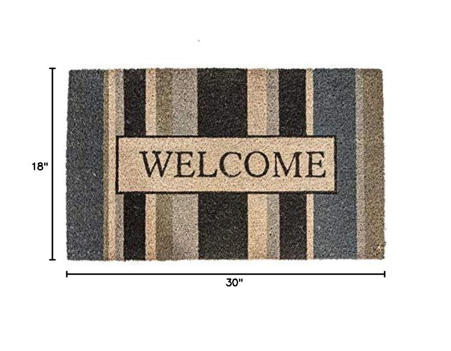 NoTrax, Welcome Gray, Vinyl-Backed Natural Coir Doormat, Entry Mat for Indoor or Outdoor Use, 18"x30", C12 (C12S1830WG)