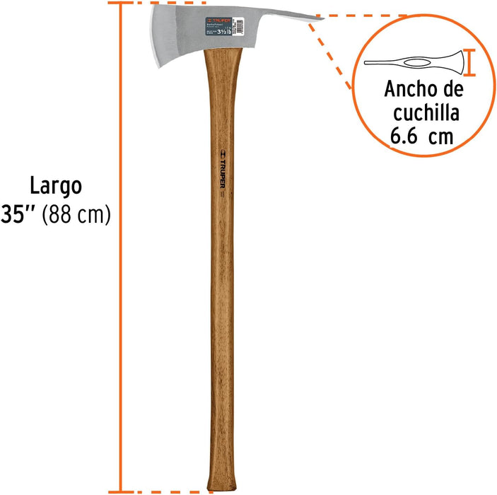 Truper 14966 PU-3-1/2M 3 1/2 lb Pulaski Axe, 35" Hickory Handle