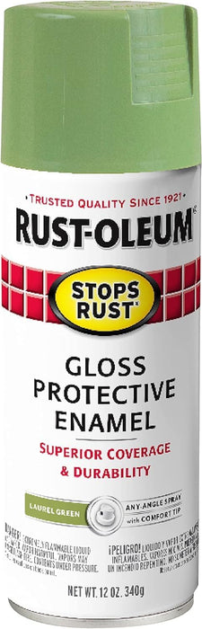 Rust-Oleum 365146 Stops Rust Spray Paint, 12 oz, Gloss Laurel Green (Pack of 6)