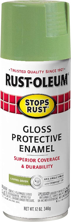 Rust-Oleum 365146 Stops Rust Spray Paint, 12 oz, Gloss Laurel Green (Pack of 6)