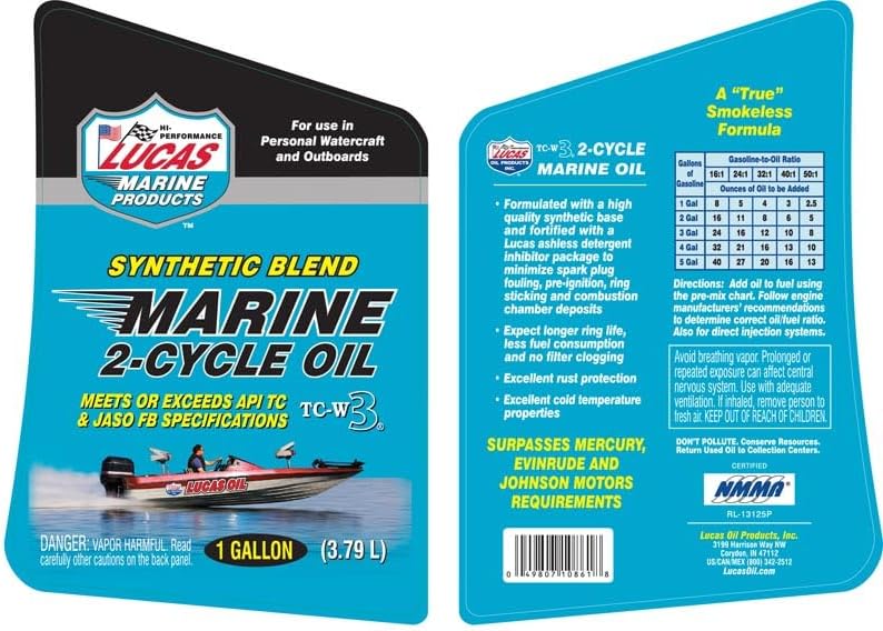 Lucas Oil 10861 Synthetic Blend TC-W3 2-Cycle Marine Oil - 1 Gallon
