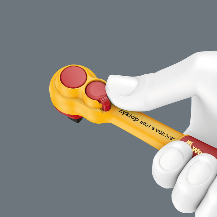 Wera Tools 17 Piece 8100 SB VDE 1 Zyklop Ratchet Set, Insulated, Switch Lever, 3/8" Drive, Metric - 05004970001