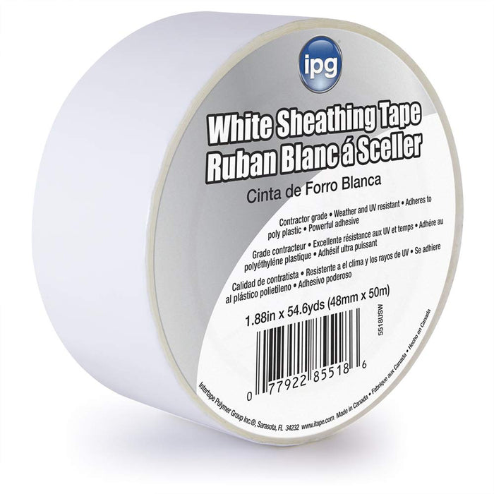 IPG 5518USW Sheathing Tape, 1.88" x 54.6 yd, White (Single Roll)