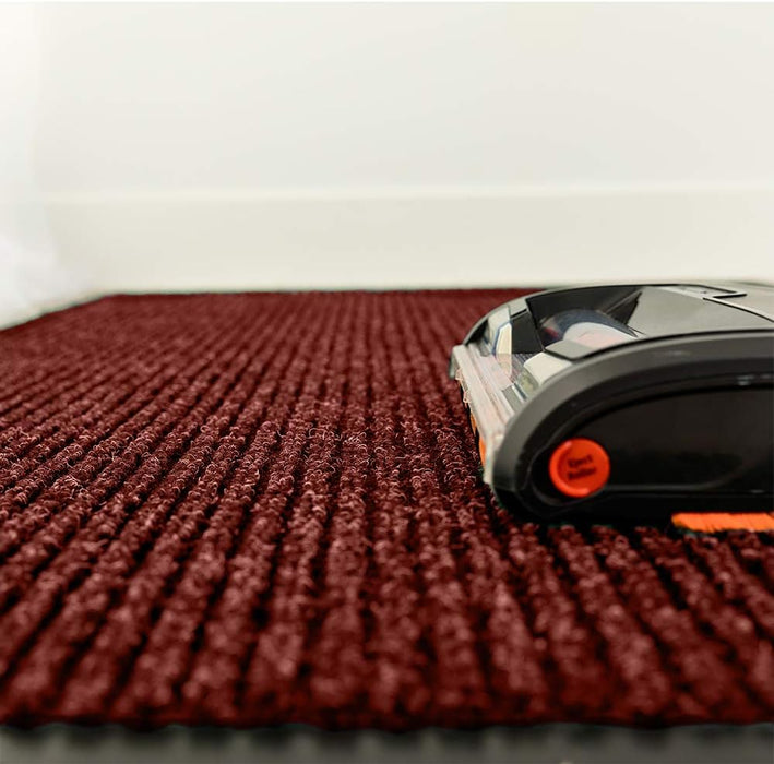 Notrax 109 Brush Step Carpeted Indoor/Outdoor Entrance Mat, 4' X 8' (Rectangular) Absorbent Slip Resistant Heavy Duty Entry Mat, Red/Black - 109S0048RB