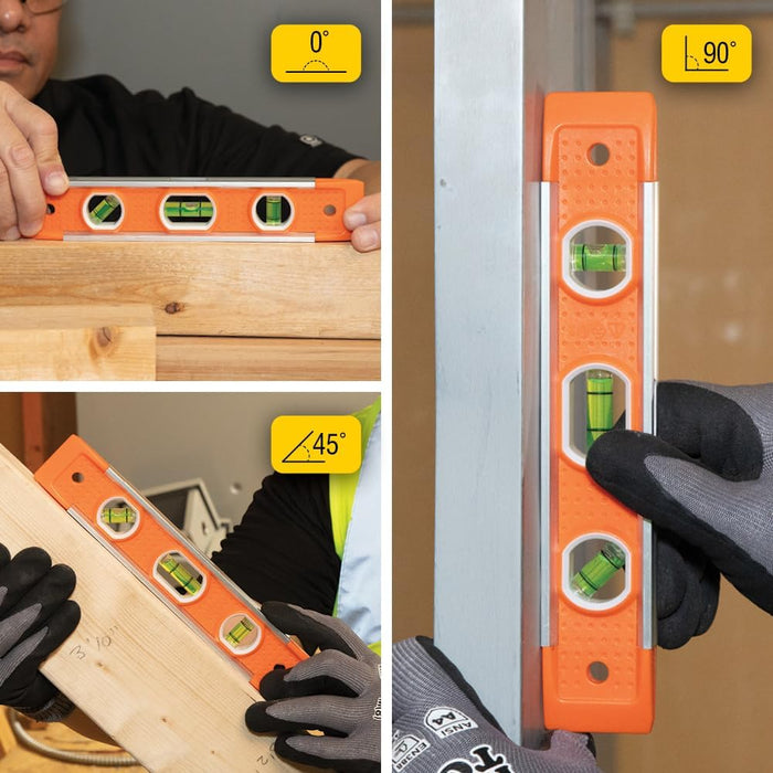 Klein Tools 935 Torpedo Level, 3 Vial, 9-Inch