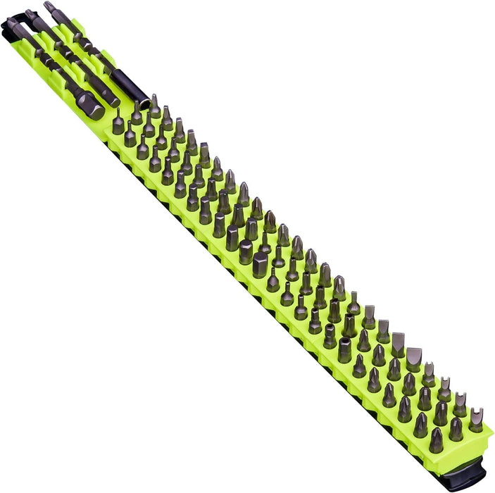 Ernst Manufacturing 78 Tool Bit Bar with Magnetic Base, 1/4" Hex Bit Screwdriver Bit Organization - Black/Hi-Viz