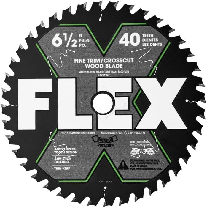 Flex FA201007 6-1/2" 40T Fine Finish Carbide Circular Saw Blade