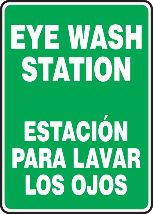 Accuform SBMFSD988VP Plastic Spanish Bilingual Sign, "Eye WASH Station/ESTACION para Lavar Los OJOS", 14" Length x 10" Width x 0.055" Thickness
