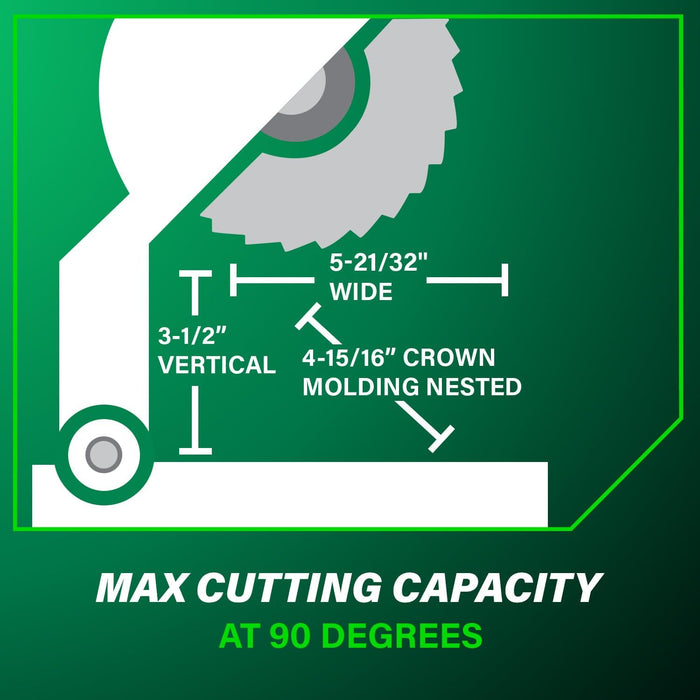 Metabo HPT 10-Inch Compound Miter Saw, 15-Amp Power Saw with Large 10-Inch Table, Precision Miter Angles, Single Bevel 0-45°, 24T TCT Blade, Positive Stops, Lightweight Design, C10FCGS