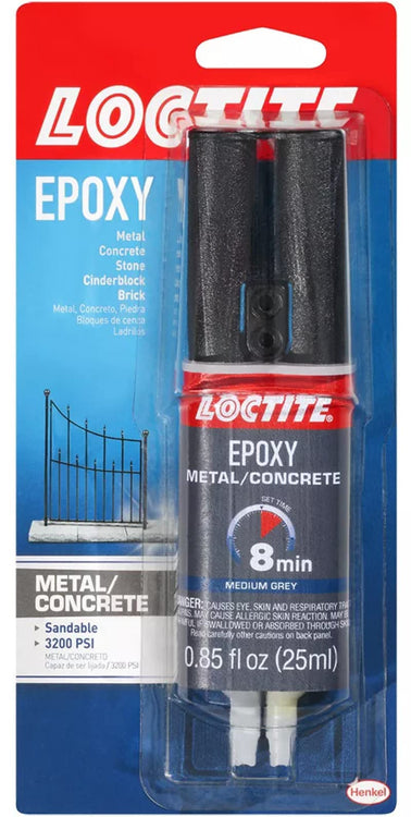 Loctite Epoxy Metal/Concrete, 0.85 fl oz, 8 min, Syringe
